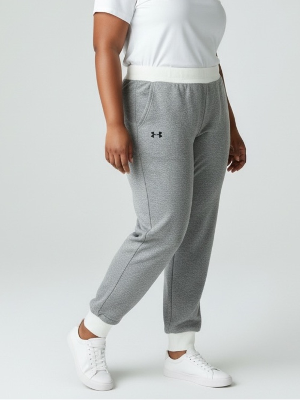 Under Armour Colorblock Fleece Tapered Joggers Gray White LG